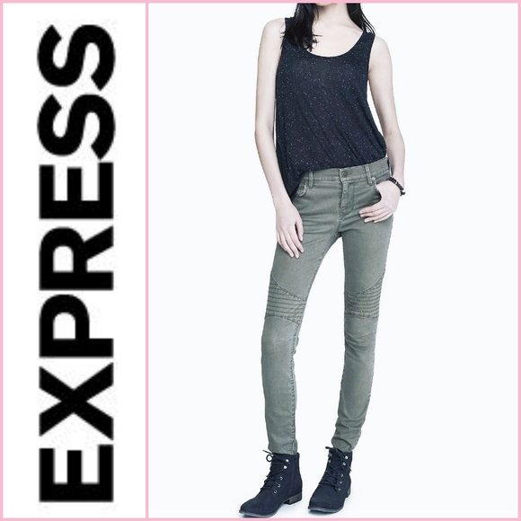 Express Pants - Express Mid Rise Moto Skinny Pants